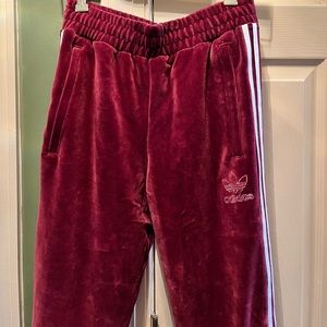 NEW Adidas Maroon Velvet Pants Small